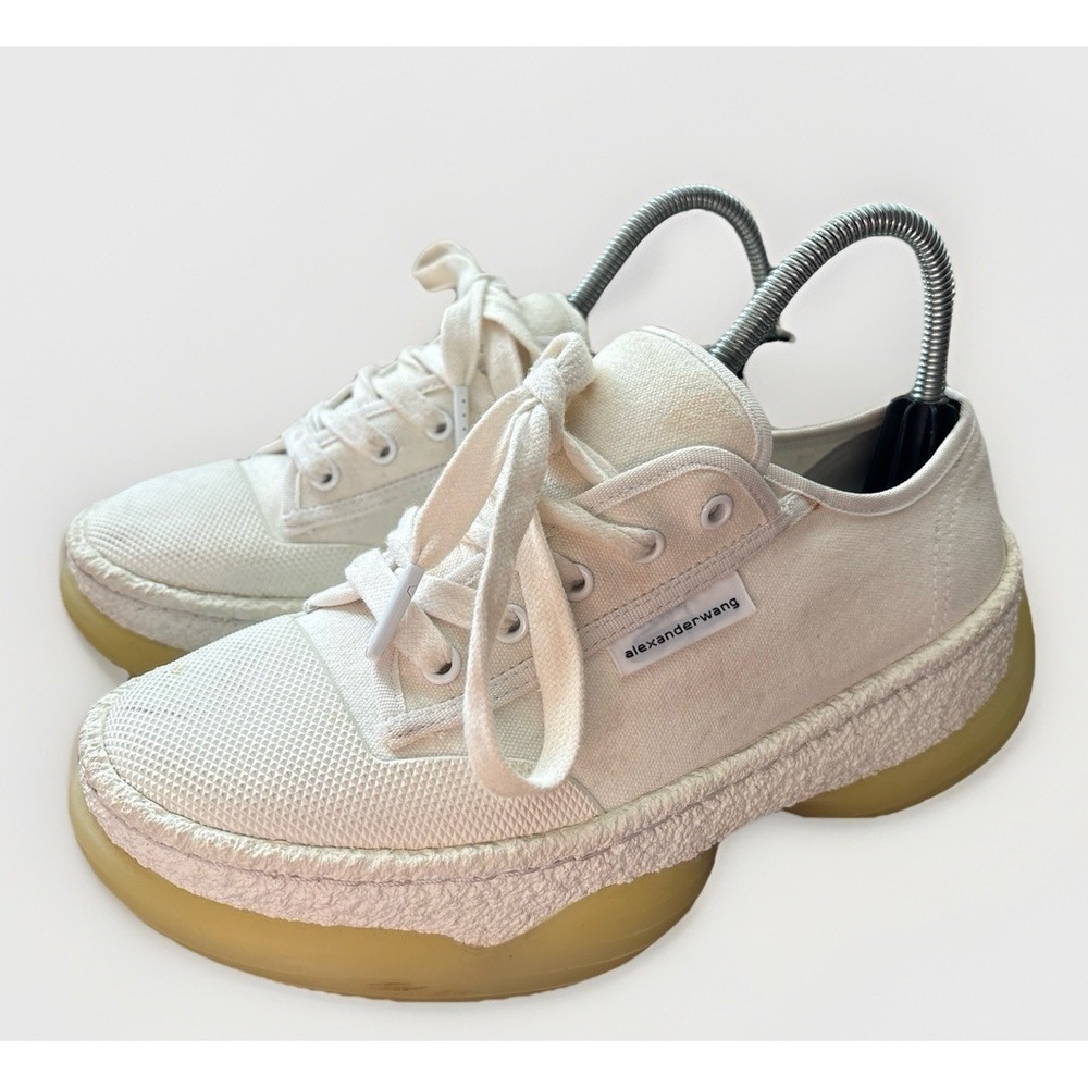 Alexander Wang Womens White A1 Low-Top Platform Canvas Sneakers Shoes EU 38 US 8